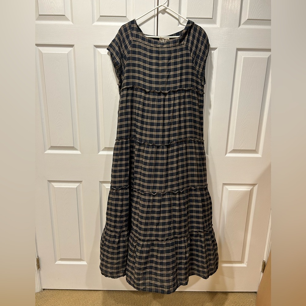 Natural Life Berkely Maxi Dress - Navy & Tan Plaid - XL - New with tags